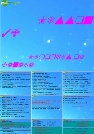 九年级英语下册 Unit 5 Culture Shapes Us Lesson 39 Memories of Canada课件 冀教版 课件