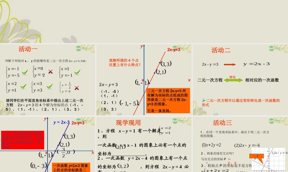 八年级数学(二元一次方程组的图象解法)课件