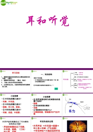 七年级生物下册 第五章人体生命活动的调节 第四节 人体对周围世界的感知 耳课件 济南版 课件