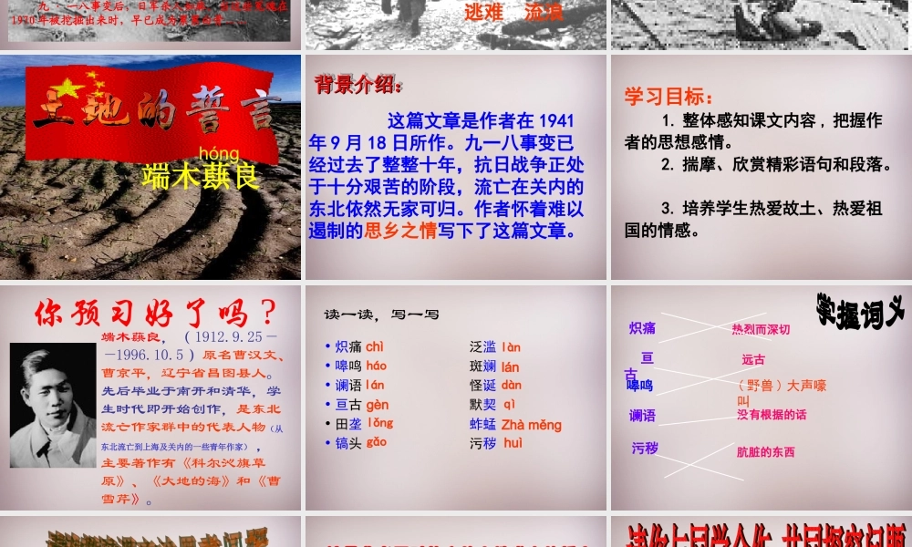 中学七年级语文下册 9 土地的誓言课件 新人教版