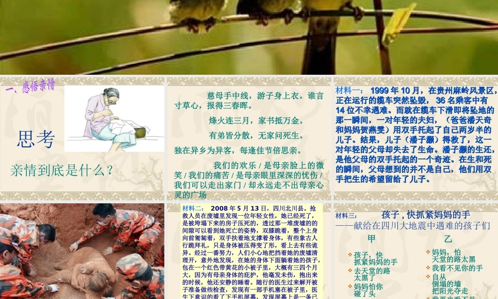 “感悟亲情”作文指导课