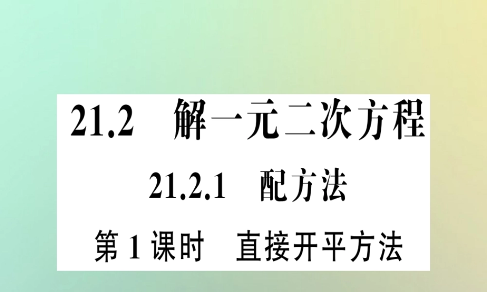 九年级数学上册 第二十一章 一元二次方程 212 解一元二次方程 2121 配方法 第1课时 直接开平方法习题课件 (新版)新人教版 课件