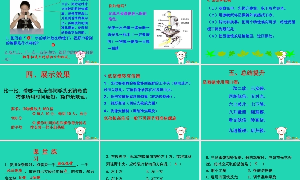 七年级生物上册 第二单元 第一章 第1节练习使用显微镜课件 (新版)新人教版 课件