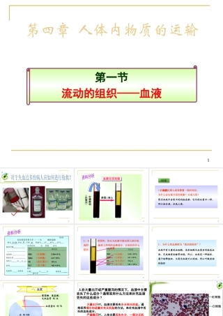 人教版七年级生物下册-课件：第四单元第四章第1节流动的组织——血液