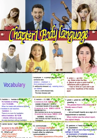 九年级英语：Chapter 1 Body language Vocabulary课件(深圳牛津版) 课件