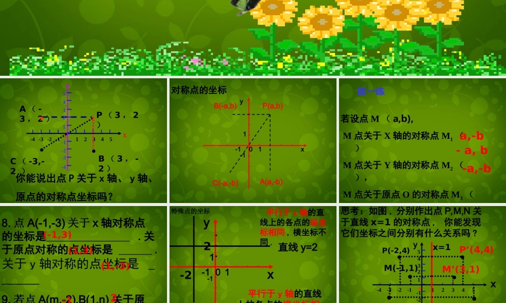 中学八年级数学上册 13.2.2 用坐标表示轴对称课件 (新版)新人教版