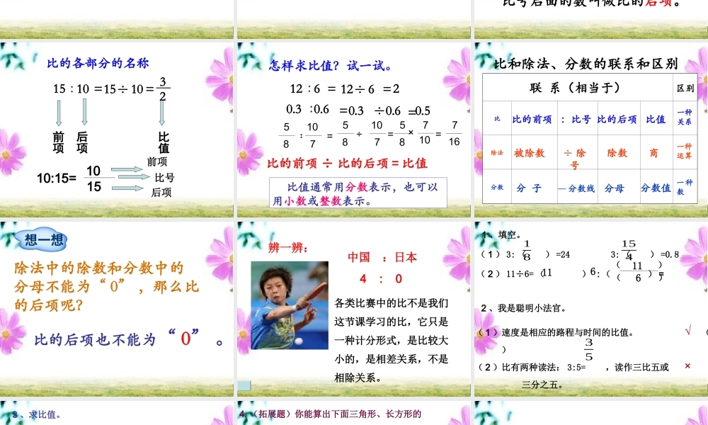 人教版六年级上册比的意义课件