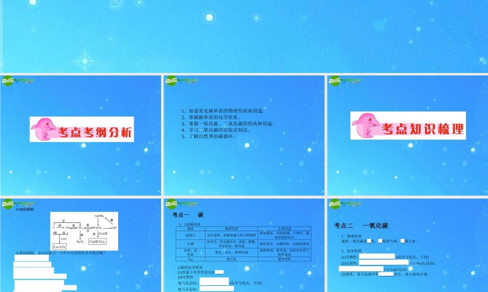 中考化学复习专题二 碳和碳的氧化物课件 人教新课标版 课件