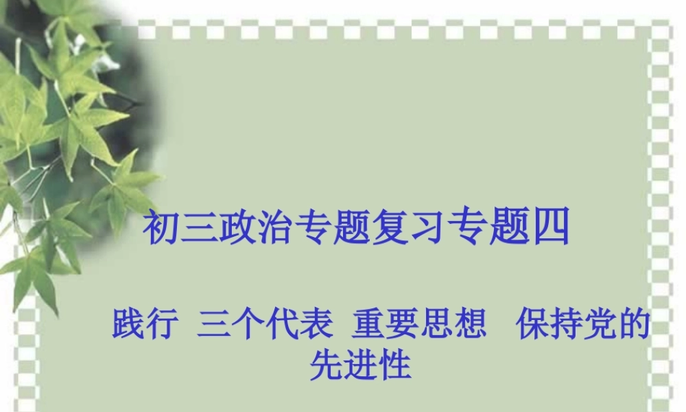 新课标初三政治专题复习四 践行 三个代表 重要思想 保持党的先进性 课件