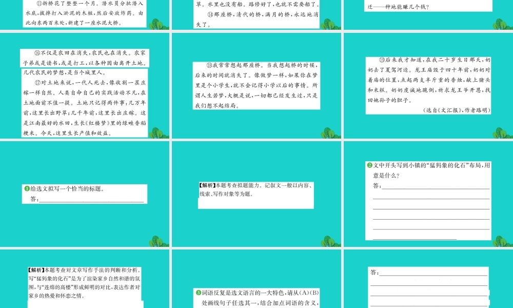 八年级语文下册 第五单元 水经过丽江习题课件 新人教版 课件