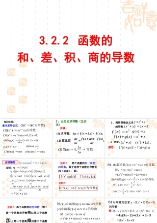 【数学】3.2.2《函数的和、差、积、商的导数》课件(苏教版1-1)