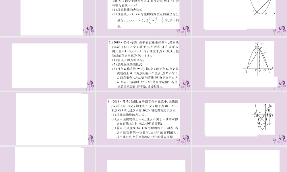 中考数学复习 第一轮 考点系统复习 第3章 函数 第5节 二次函数的综合应用习题课件