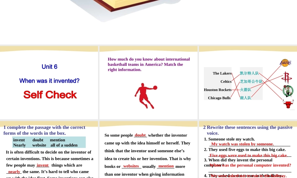 2014年秋人教版新目标九年级英语Unit6SelfCheck【课件】