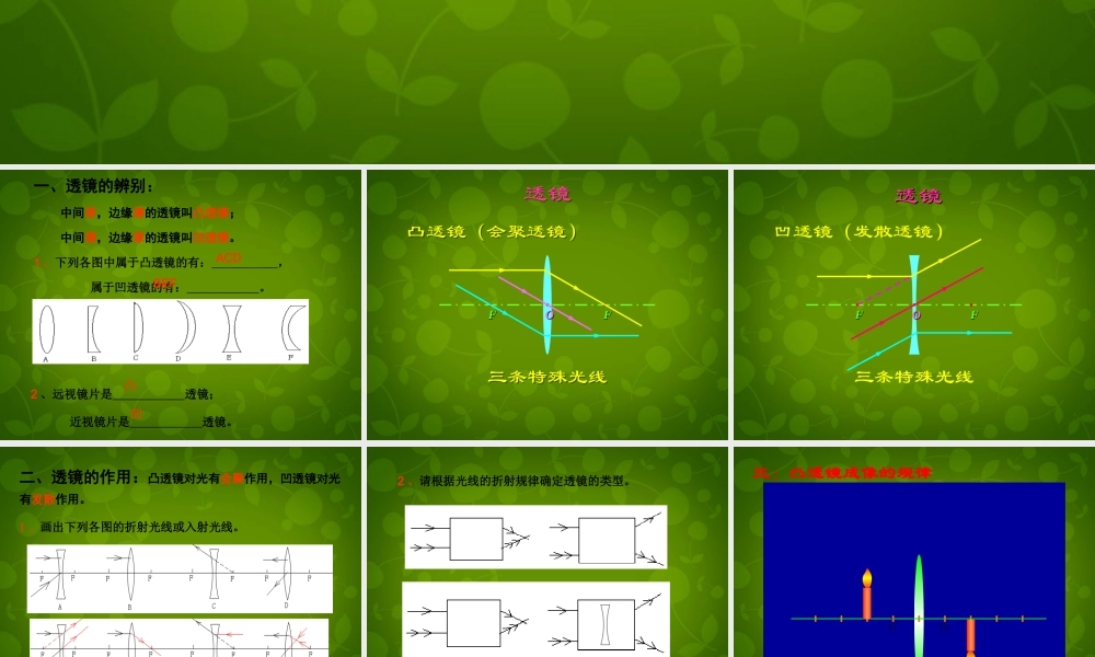 八年级物理上册 第三章 透镜及其应用复习课件2 新人教版 课件