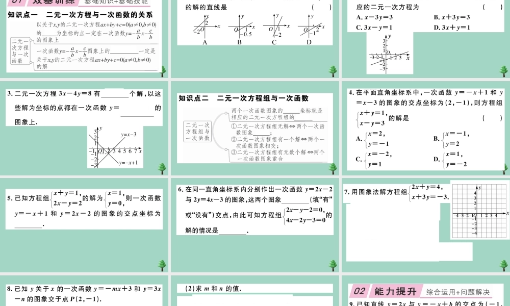 八年级数学上册 第五章(二元一次方程组)5.6 二元一次方程与一次函数作业课件 (新版)北师大版 课件