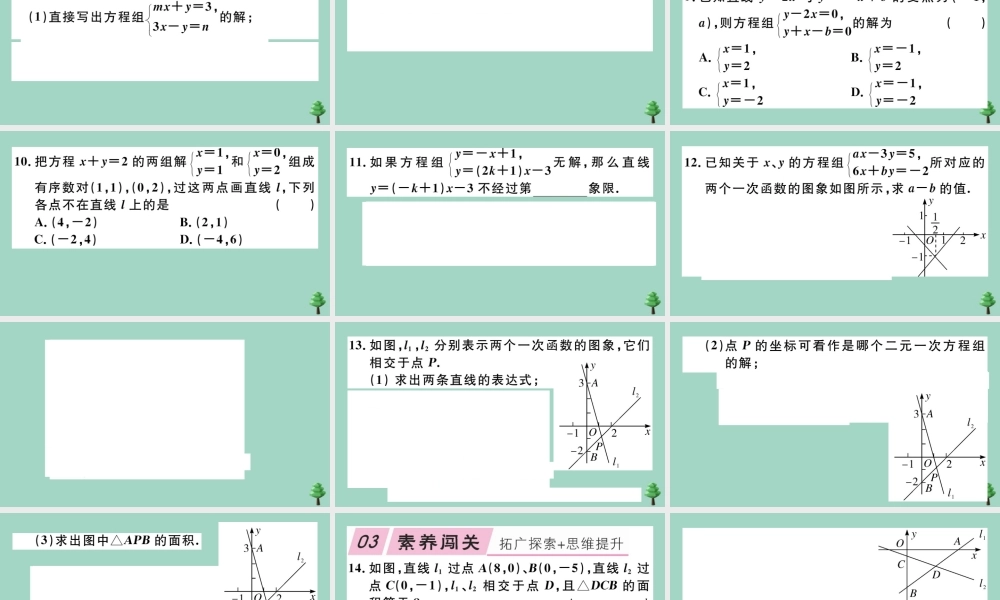 八年级数学上册 第五章(二元一次方程组)5.6 二元一次方程与一次函数作业课件 (新版)北师大版 课件