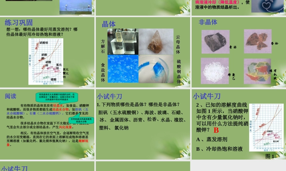 八年级科学上册 物质在水中的结晶课件 浙教版 课件