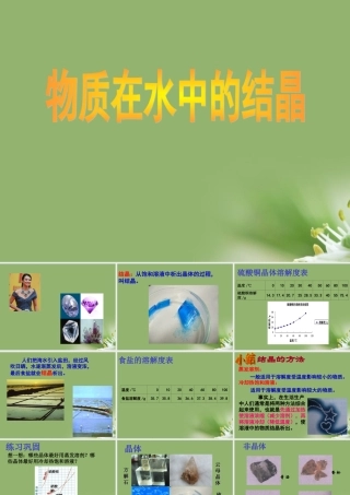 八年级科学上册 物质在水中的结晶课件 浙教版 课件