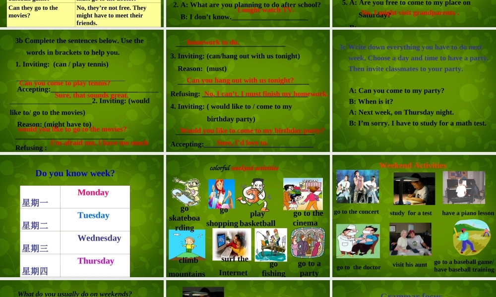 八年级英语上册 Unit 9 Can you come to my party Section A 2课件 (新版)人教新目标版 课件