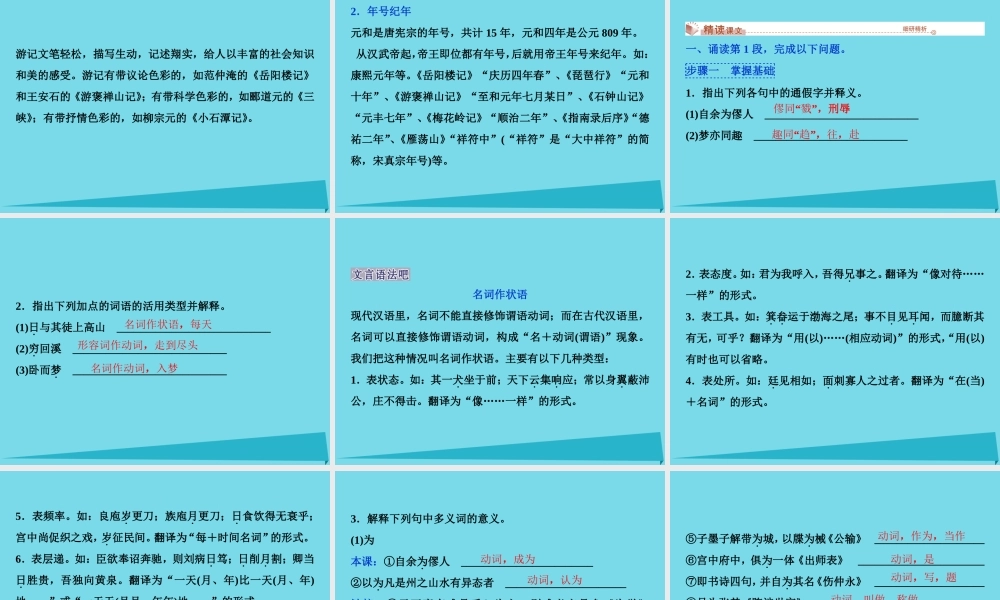 优化方案高考语文总复习第四单元像山那样思考第18课始得西山宴游记课件苏教版必修1 课件