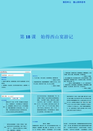 优化方案高考语文总复习第四单元像山那样思考第18课始得西山宴游记课件苏教版必修1 课件