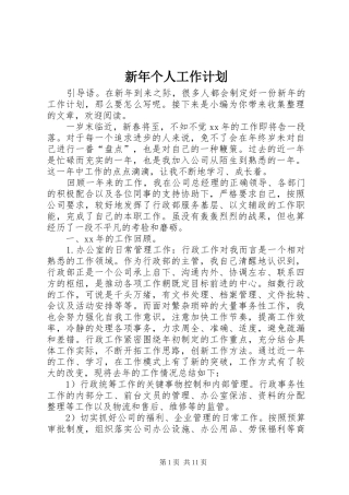 新年个人工作计划
