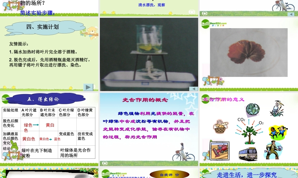 七年级生物上册：第三单元第四章第一节绿色植物通过光合作用制造有机物课件人教版 课件