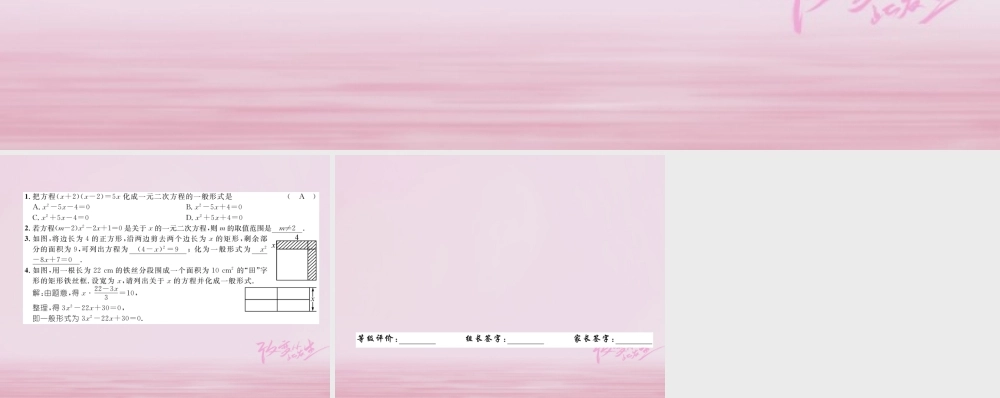 九年级数学上册 21 认识一元二次方程 第1课时 一元二次方程练习课件 (新版)北师大版 课件