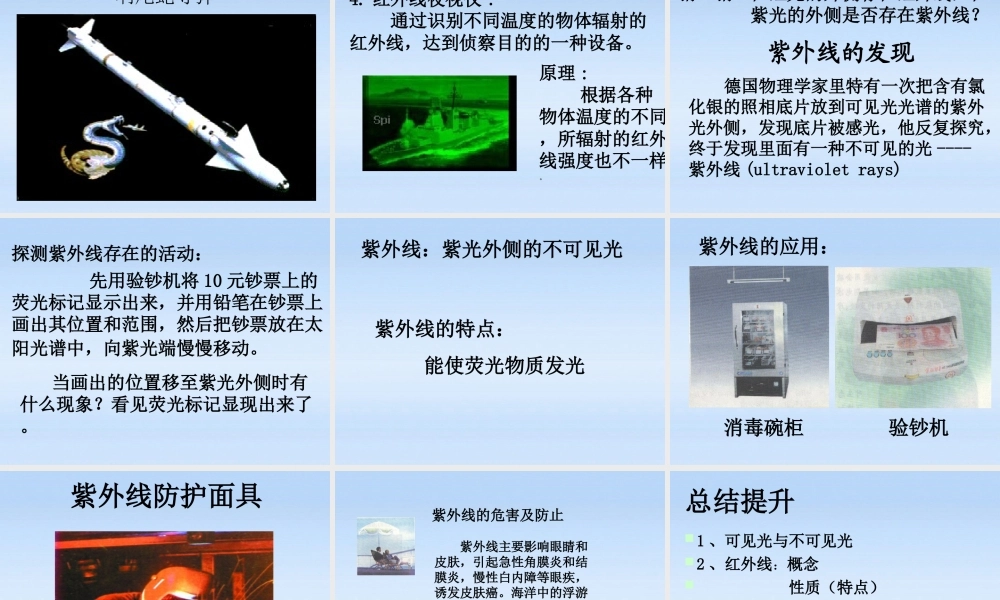 八年级物理上册 .2人眼看不见的光1课件 苏科版 课件