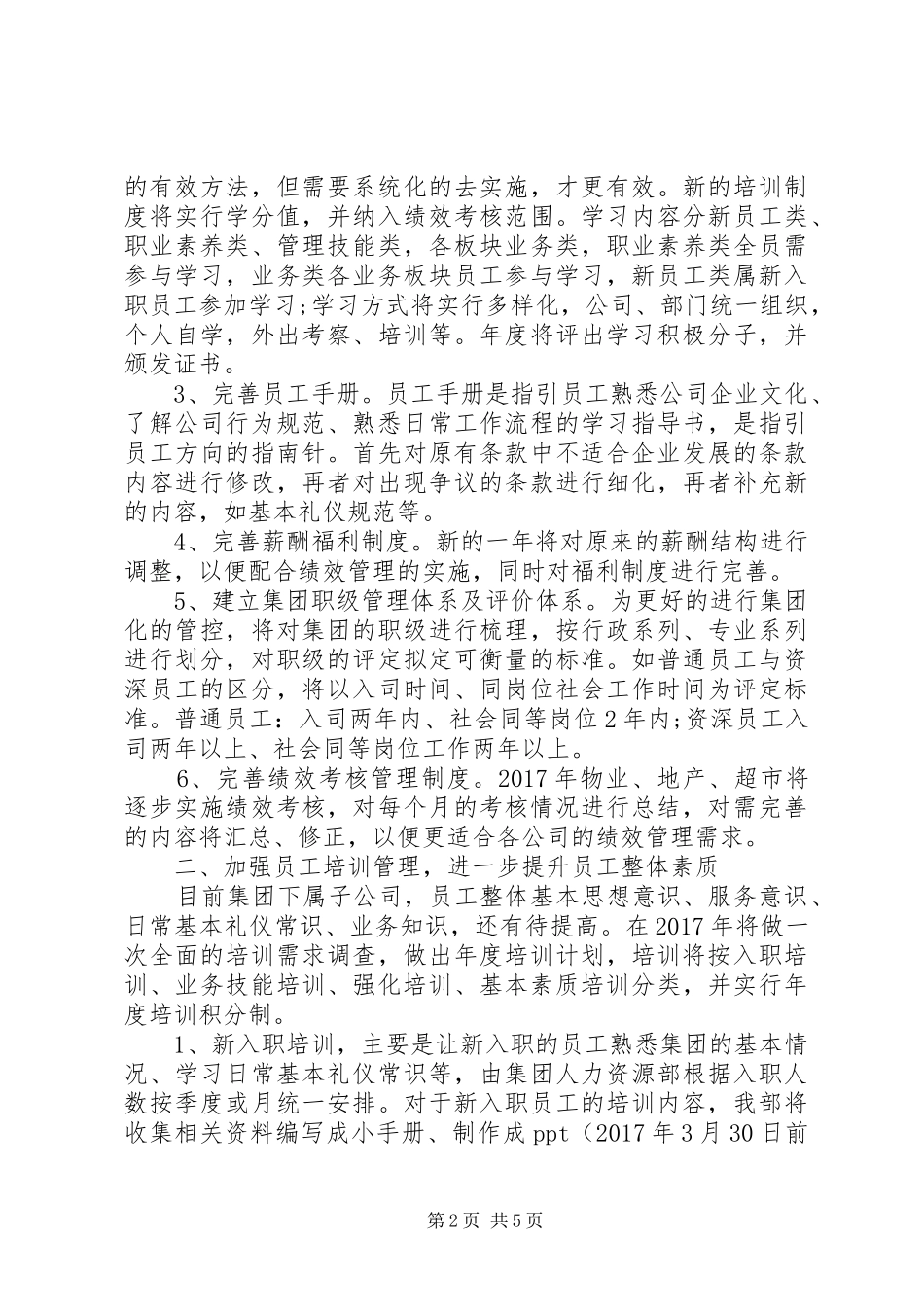 最新集团人力资源工作计划范文_第2页