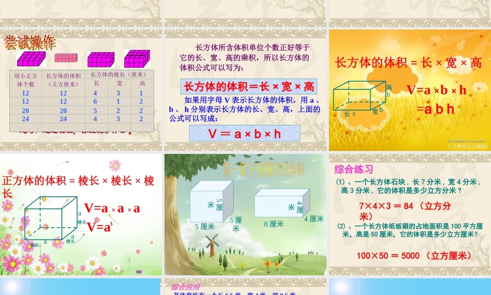 人教版数学第三单元《长方体正方体的体积》PPT