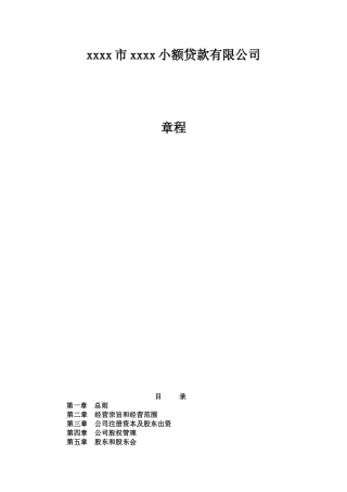 中融小额贷款公司章程