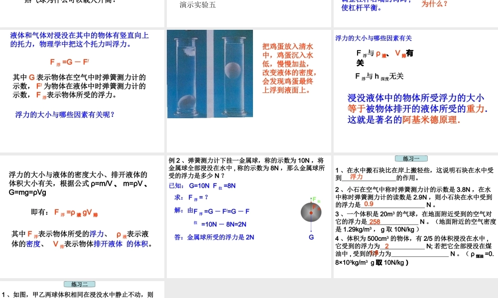 物理：四、阿基米德原理课件(沪科版八年级)