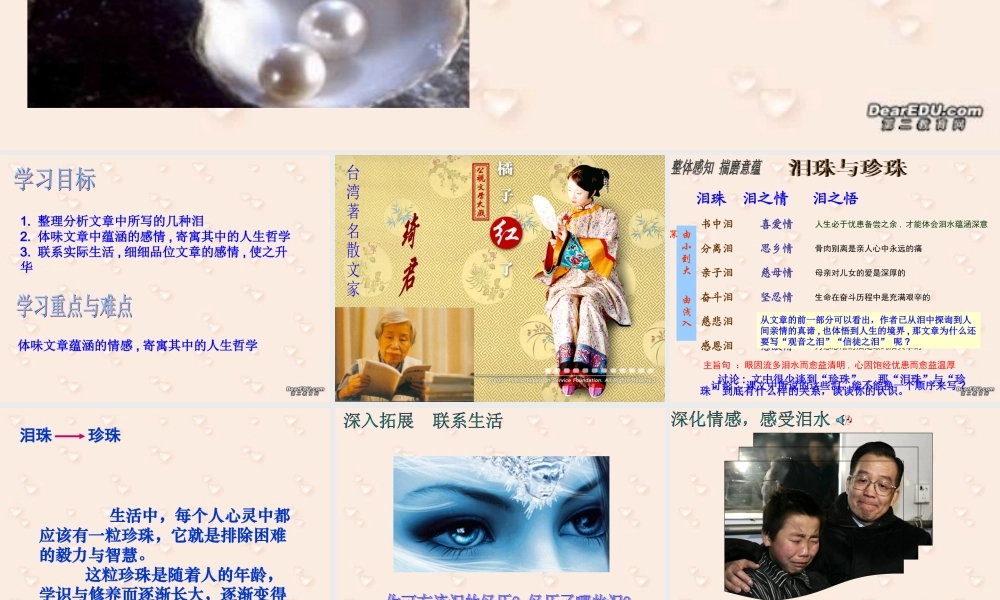 人教版高二语文珍珠与眼泪教学课件