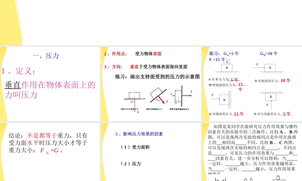 九年级物理 第十四章之(压力和压强)课件 人教新课标版 课件