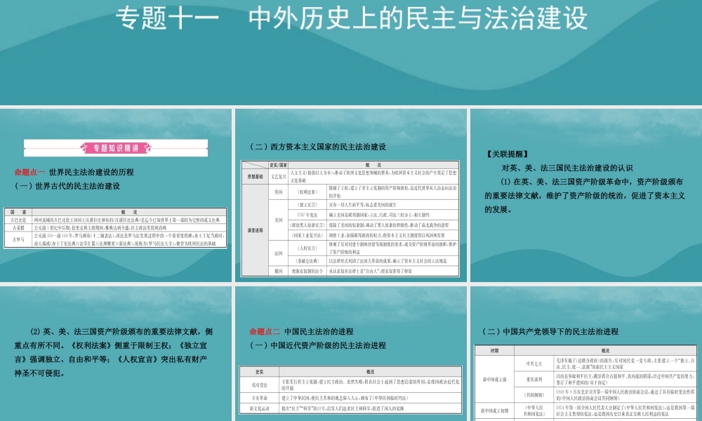 中考历史复习 专题十一 中外历史上的民主与法治建设课件