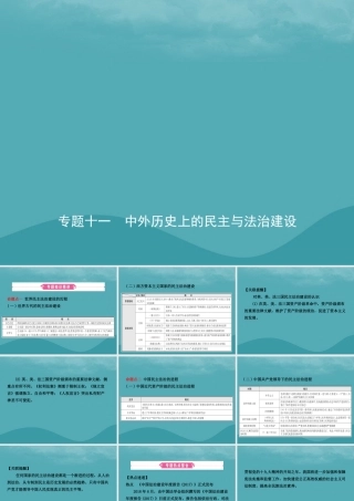 中考历史复习 专题十一 中外历史上的民主与法治建设课件