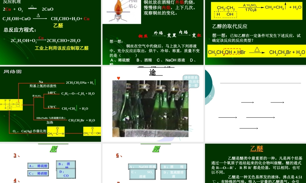 必修2+生活中常见的有机物--乙醇+课件