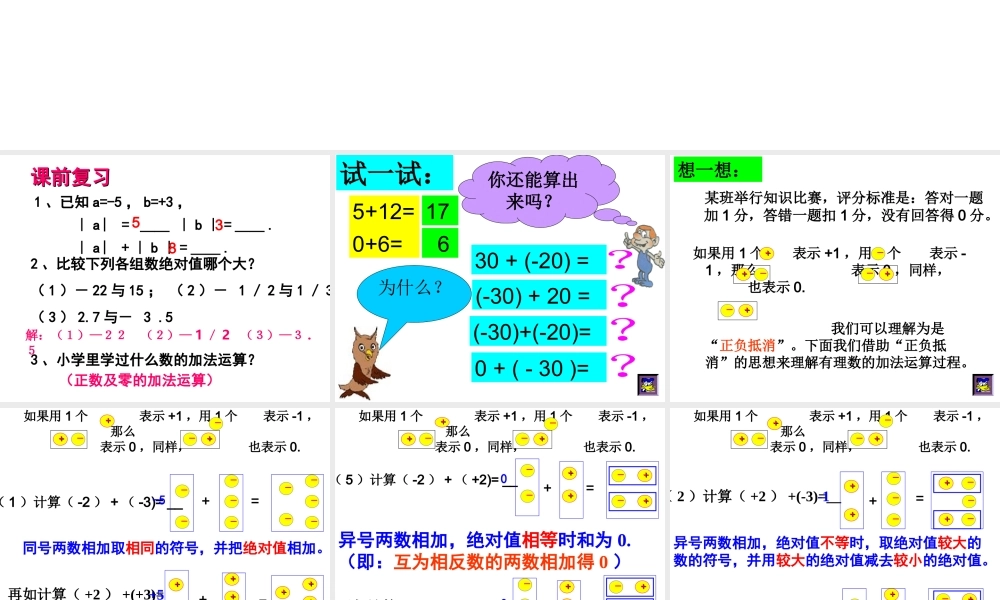 有理数的加法第一课时PPT课件共张
