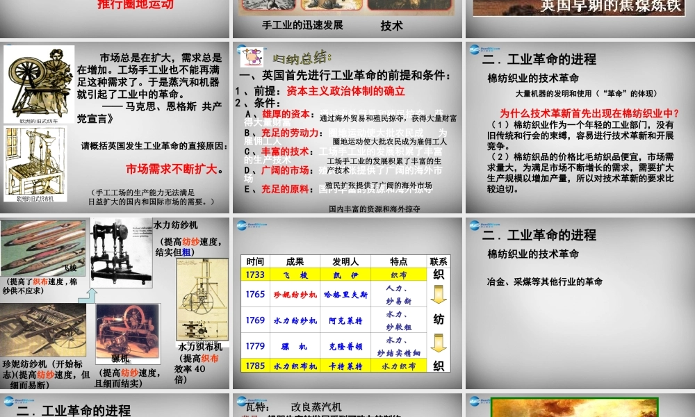 八年级历史与社会下册 第七单元 第一课 工业革命课件 人教版 课件