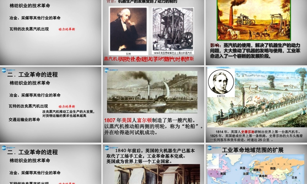 八年级历史与社会下册 第七单元 第一课 工业革命课件 人教版 课件