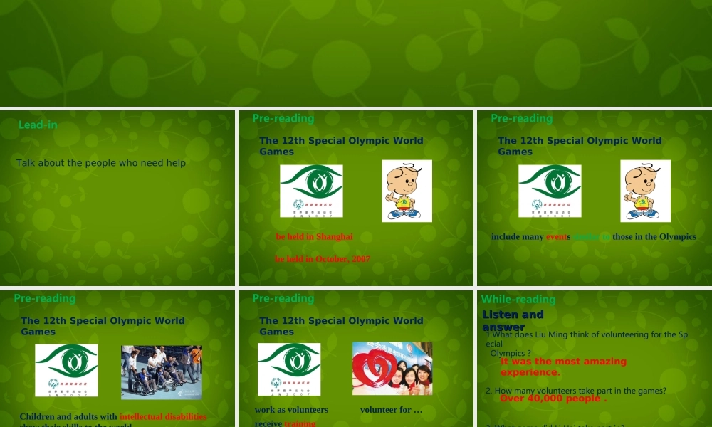 八年级英语下册(Unit 6 Sunshine for all Reading 1)课件 (新版)牛津版 课件