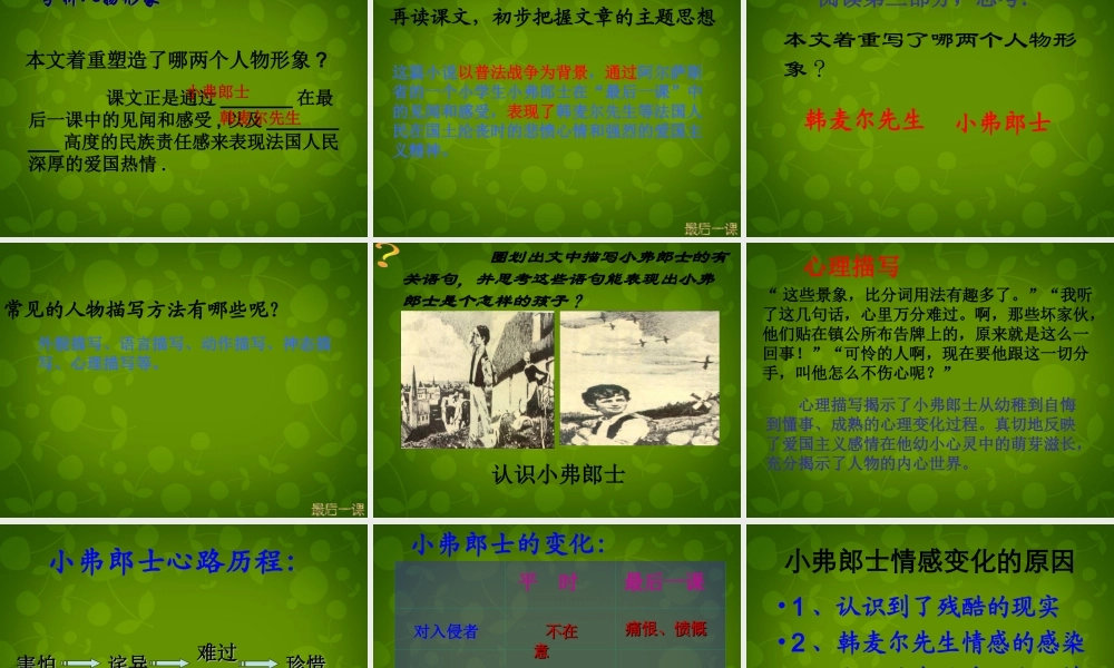 八年级语文上册 7 最后一课课件2 苏教版 课件