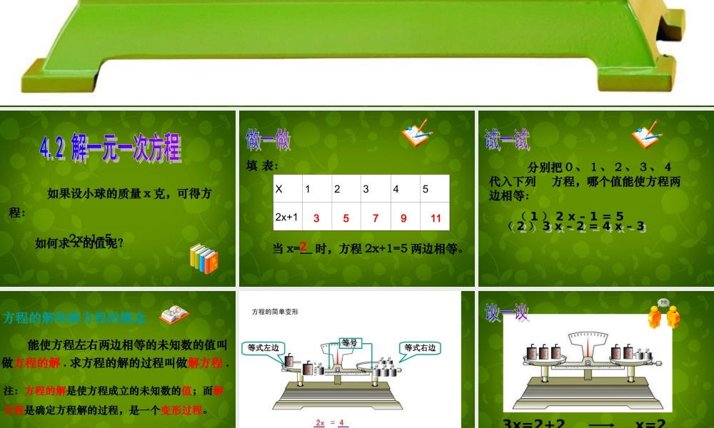 中学七年级数学上册 4.2 解一元一次方程课件 (新版)苏科版 课件