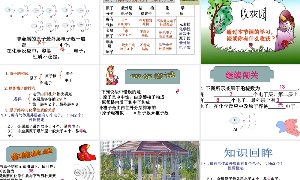 课题2原子的结构 (2)