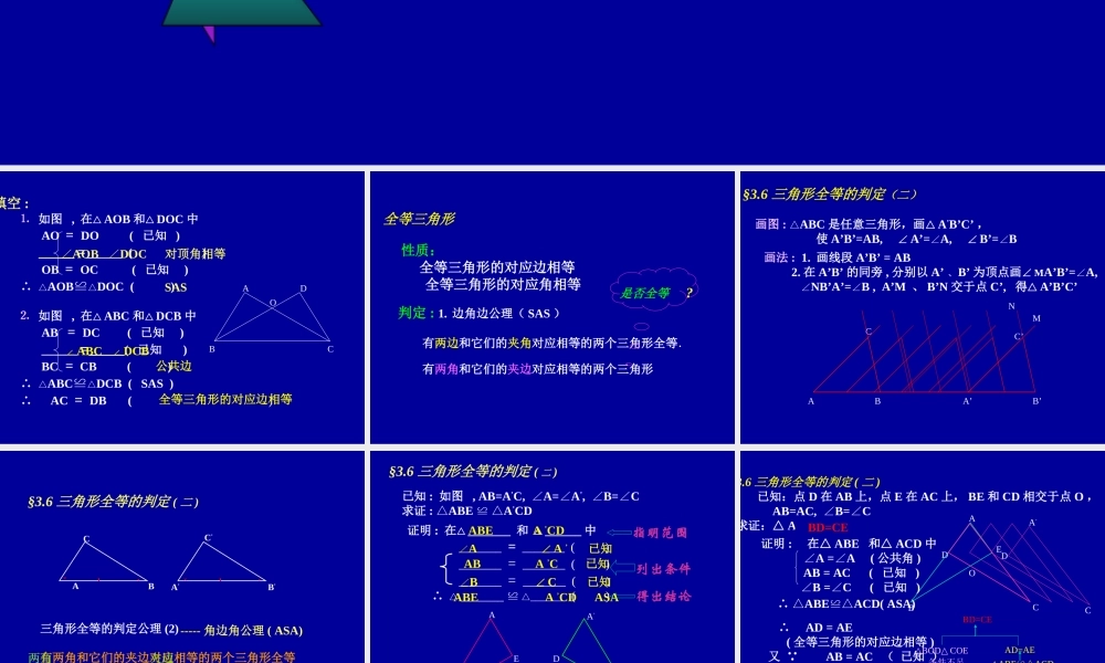 全等三角形的判定二