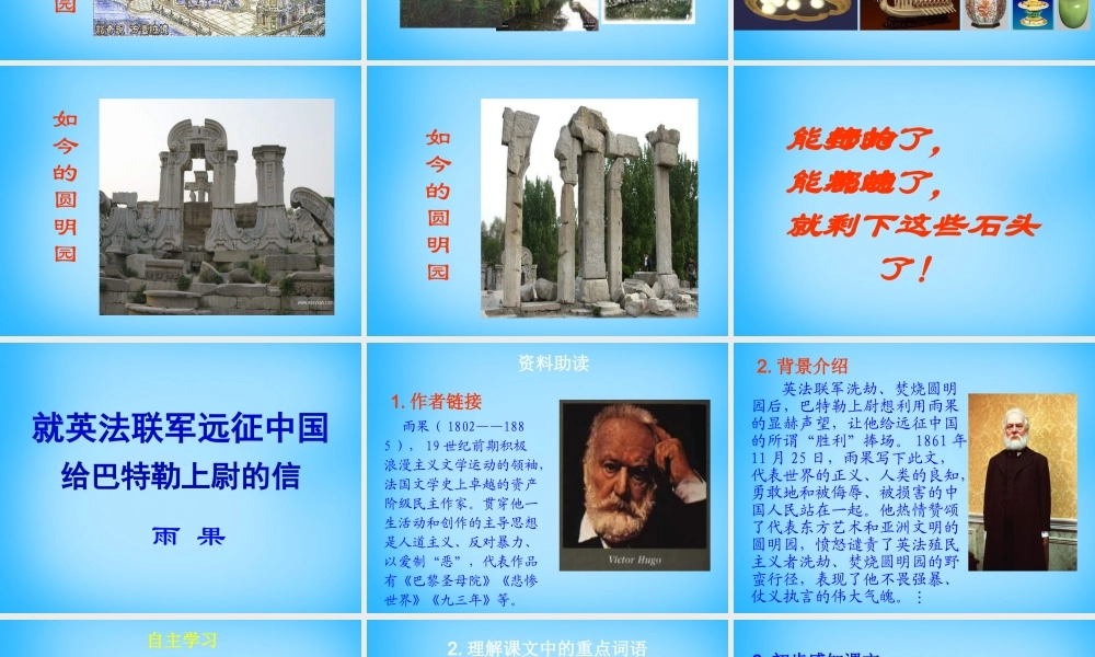 八年级语文上册 4 就英法联军远征中国给巴特勒上尉的信课件6 (新版)新人教版 课件