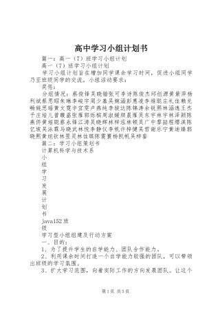 高中学习小组计划书
