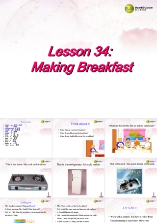 中学七年级英语下册 Lesson 34 Making Breakfast课件 冀教版 课件