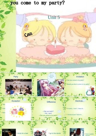 八年级英语上册 Unit 5 Can you come to my party课件 人教新目标版 课件